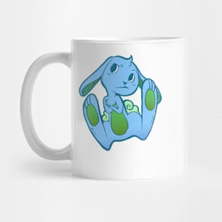 Fussy Bunny in Blue on Green Mug